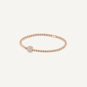 Al Coro Stretchy Bracelet in 18k Rose Gold with Diamond Disc