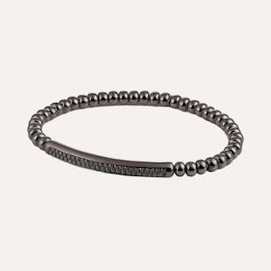 Al Coro Bracelets: Al Coro Stretchy Men's Bracelet with Double Black Sapphires