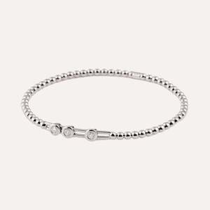 Al Coro Stretchy Bracelet in 18k White Gold 3 Sliding Diamonds