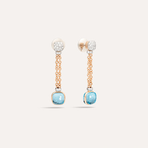 Pomellato Nudo Pendant Earrings Diamonds Sky Blue Topaz
