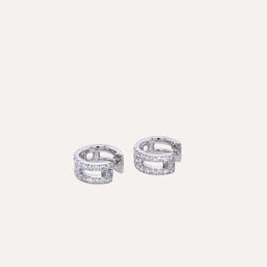 I Tjing Earrings in 18k White Gold with Diamonds