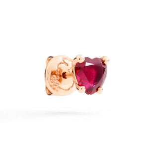 DoDo Heart Earring Rose Gold Stud with Synthetic Ruby