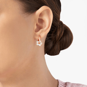 Dodo Flower Earring in 9k Rose Gold with Mother of Pearl Enamel