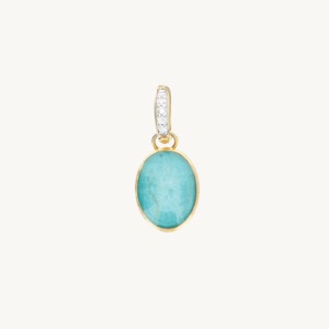 Nanis Muse Boule Amazonite Pendant in Gold with Diamonds (Small)