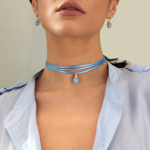 Nanis Azure Milky Aquamarine Pendant with Diamonds (Large)