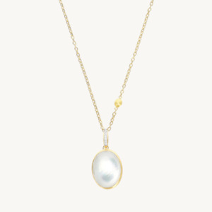 Nanis Muse Boule Mother of Pearl Pendant in Gold with Diamonds (Large)