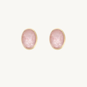 Type Stud Earrings: Nanis Muse Pink Quartz Earrings in Gold (Small)