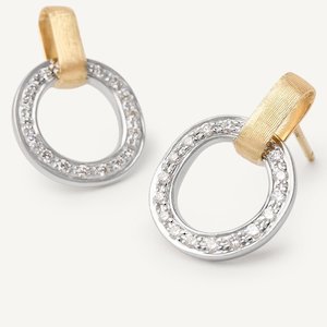 Type Stud Earrings: Marco Bicego 18kt yellow gold earrings with circular diamond element