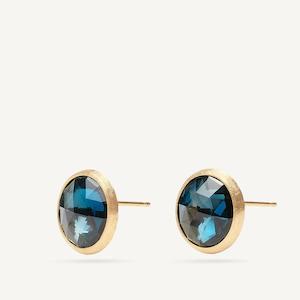Type Stud Earrings: Marco Bicego Jaipur 18k Gold London Blue Topaz Stud Earrings - Large size