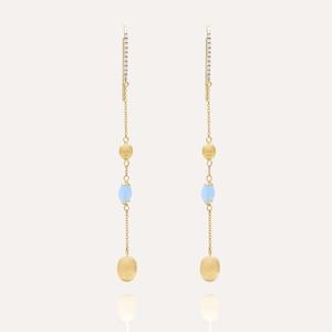 Type Drop Earrings: Nanis Azure Gold and Aquamarine Drop Earrings with Diamond Details