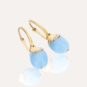 Type Drop Earrings: Nanis Azure Gold and Aquamarine Ball Drop Earrings with Diamond Details (Small)