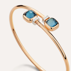 Pomellato Nudo Mini Bangle Bracelet with London Blue Topaz and Diamond Detail