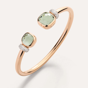 Pomellato Bracelets: Pomellato Nudo 18k Gold Bangle with Diamonds and Prasiolite