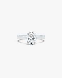 Classica Oval Solitaire Diamond Engagement Ring in White Gold