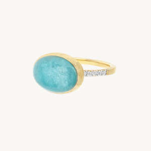 Gold Rings: Nanis Muse Boule Gold and Amazonite Gemstone Ring with Diamonds (Medium)