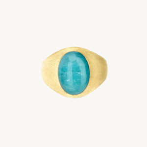 Nanis Muse Gold Signet Ring with Amazonite Gemstone (Small)