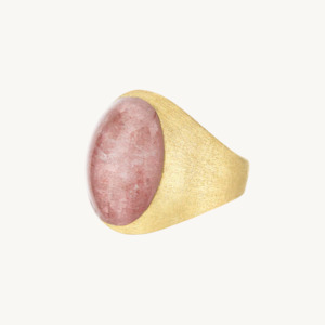 Nanis Muse Gold Signet Ring with Pink Quartz Gemstone (Large)