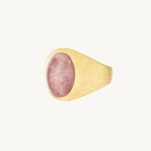 Nanis Muse Gold Signet Ring with Pink Quartz Gemstone (Small)