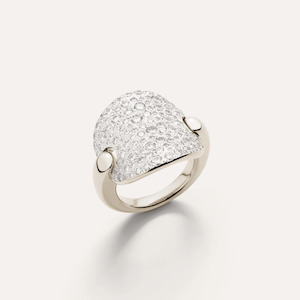 Gold Rings: Pomellato Sabbia Ring in 18k Manganese White Gold and Diamonds