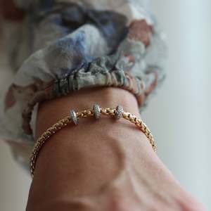 Chimento Stretch Spring Bracelet (Small, 3 Disc) in 18k Rose Gold with White Diamonds