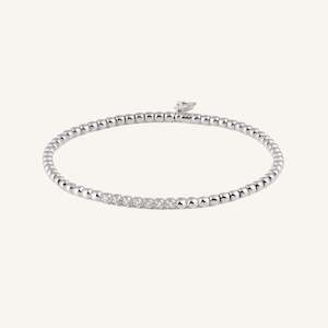 Stretchy: Al Coro Stretchy Bracelet in 18k White Gold with 7 Diamonds