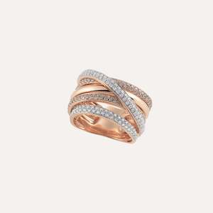 Al Coro Serenata Ring Brown and White Diamonds 18k Gold