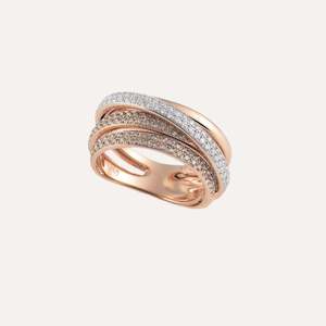 Al Coro Serenata Ring Brown and White Diamonds 18k Gold