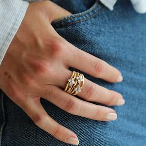 Marco Bicego Marrakech Onde Ring 5-strand Floral 18k Gold with Diamonds