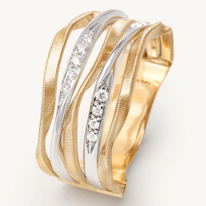 Marco Bicego Marrakech Onde Ring 5-strand 18k Gold with Diamonds