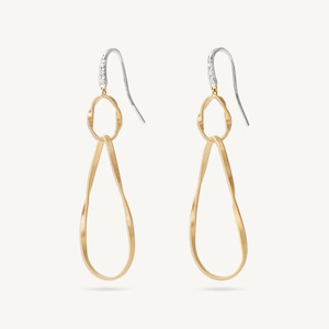 Marco Bicego Marrakech Onde Hook Drop Earrings Diamonds 18k Gold 2 Links