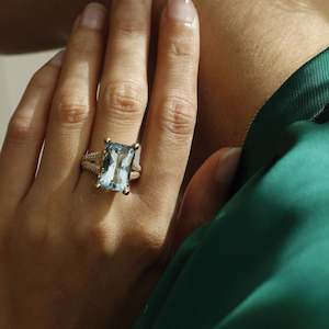 Sarahs Favourites: Orsini Aquamarine 18k Yellow Gold Ring with Diamonds