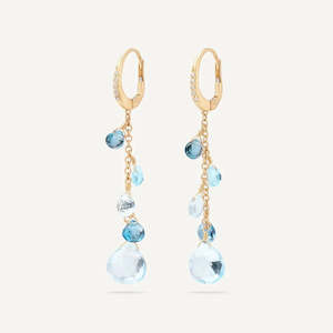 Marco Bicego Paradise 18K Gold Blue Topaz Earrings with Diamond Accent