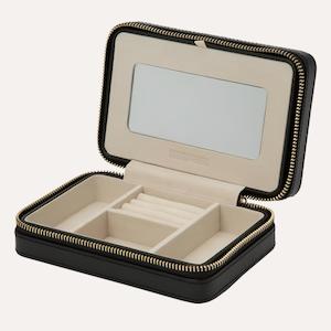 Jewellery Boxes: Palermo Zip Case Black Jewellery Case