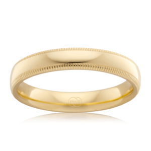 Men's Yellow Gold Wedding Ring with Milgrain Edge