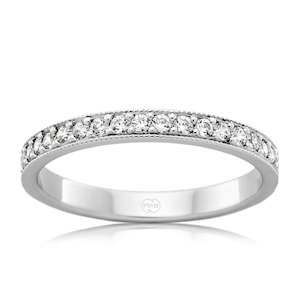 Diamond Womens Wedding Ring with Milgrain Pattern