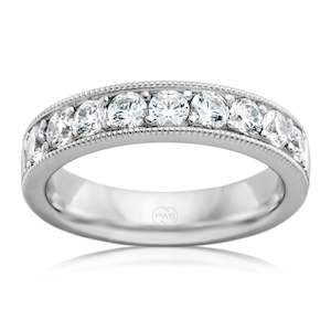 Extra Large Milgrain Patterned Diamond Wedding Ring