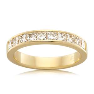 Womens Wedding Rings: Women's Large Yellow Gold Princess Cut Diamond Wedding Ring