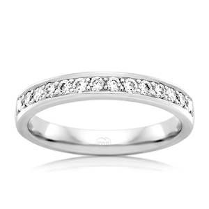 Womens Wedding Rings: Women's Small White Gold Bead Set Diamond Wedding Ring