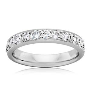 Women's Medium White Gold Bead Set Diamond Wedding Ring