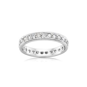 Diamond Bead Set with Milgrain Edge Eternity Ring