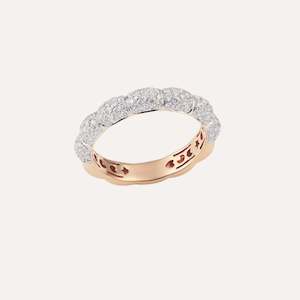 La Piazza: Al Coro La Piazza Rose Gold Ring with White Diamonds