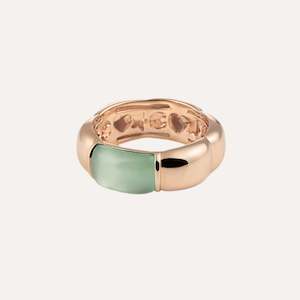 Al Coro La Piazza Ring Green Prehnite Gemstone Ring in 18k Gold