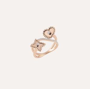 Al Coro Palladio Ring in 18k Rose Gold with White Diamonds