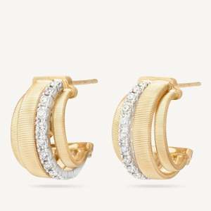 Marco Bicego Masai Gold Four Strand Pavè Diamond Hoop Earrings