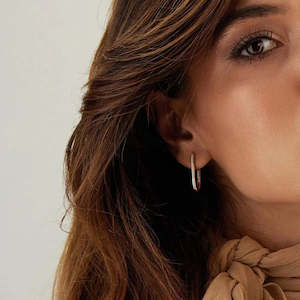 Nanis Libera Rose Gold and Diamonds Medium Square Hoop Earrings