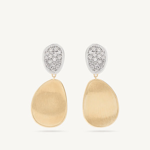 Marco Bicego Lunaria 18k Gold Pavè Diamond Earrings 2 Drop Small