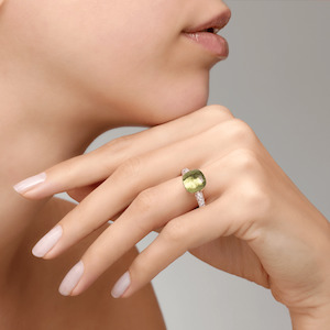 Pomellato Nudo Ring 18k Gold Prasiolite and Diamonds