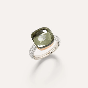 Pomellato Nudo Maxi Diamond Ring 18k Gold with Prasiolite and Diamonds