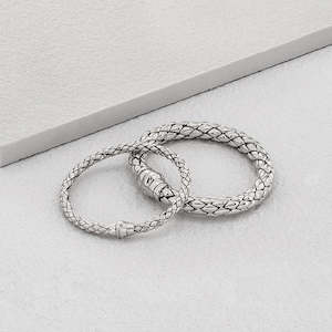 Chimento: Chimento Stretch Snakeskin Bracelet in 18k White Gold