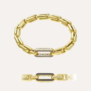 Chimento X-Tend Bracelet (Large) in 18k Yellow Gold with White Diamonds and Black Diamonds